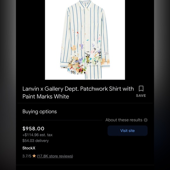 Lanvin x Gallery Dept. Patchwork Shirt With Paint Marks. Worn once - Picture 10 of 12